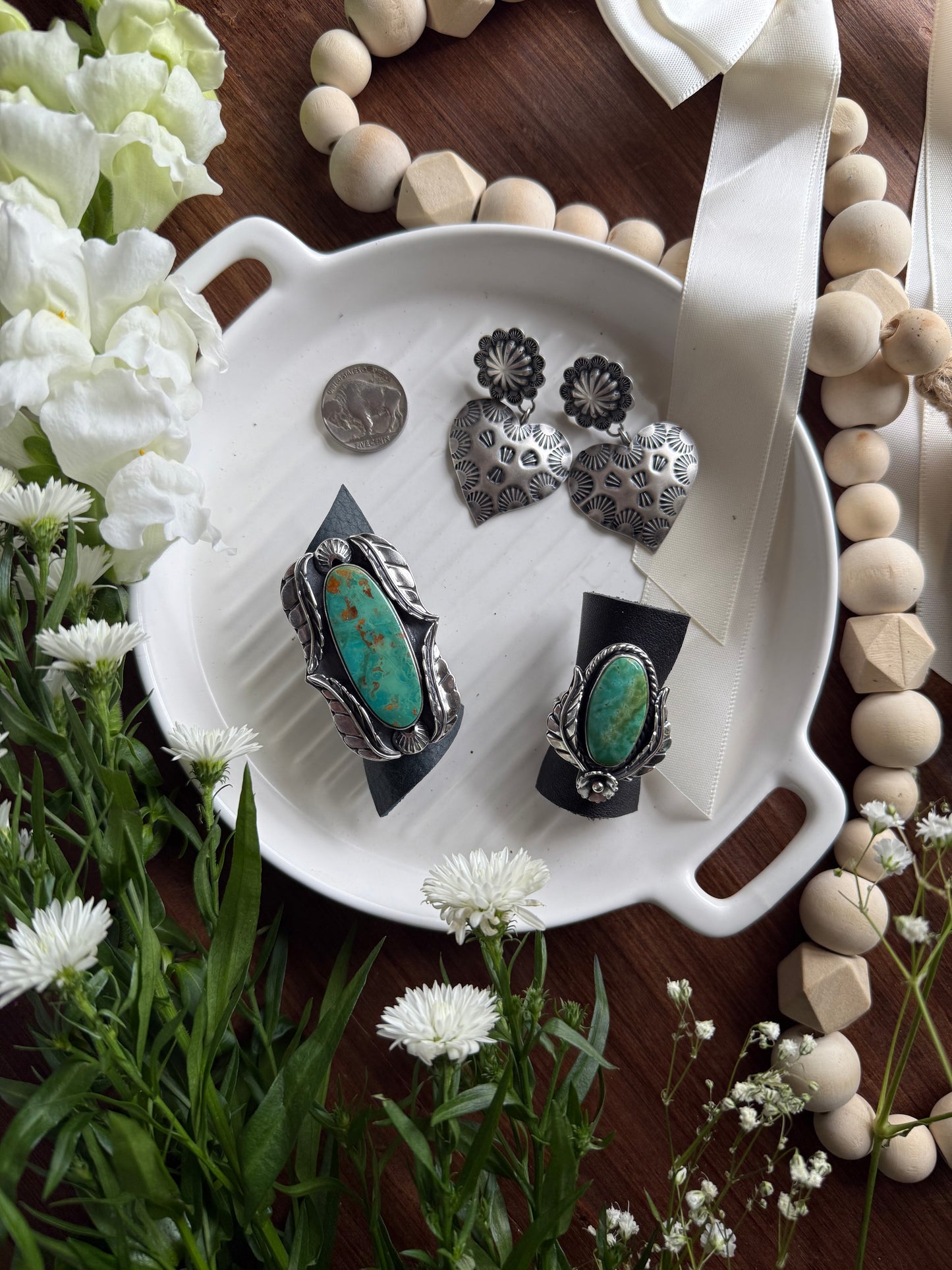 Royston + Leaf Ring sz. 8 ADJUSTABLE