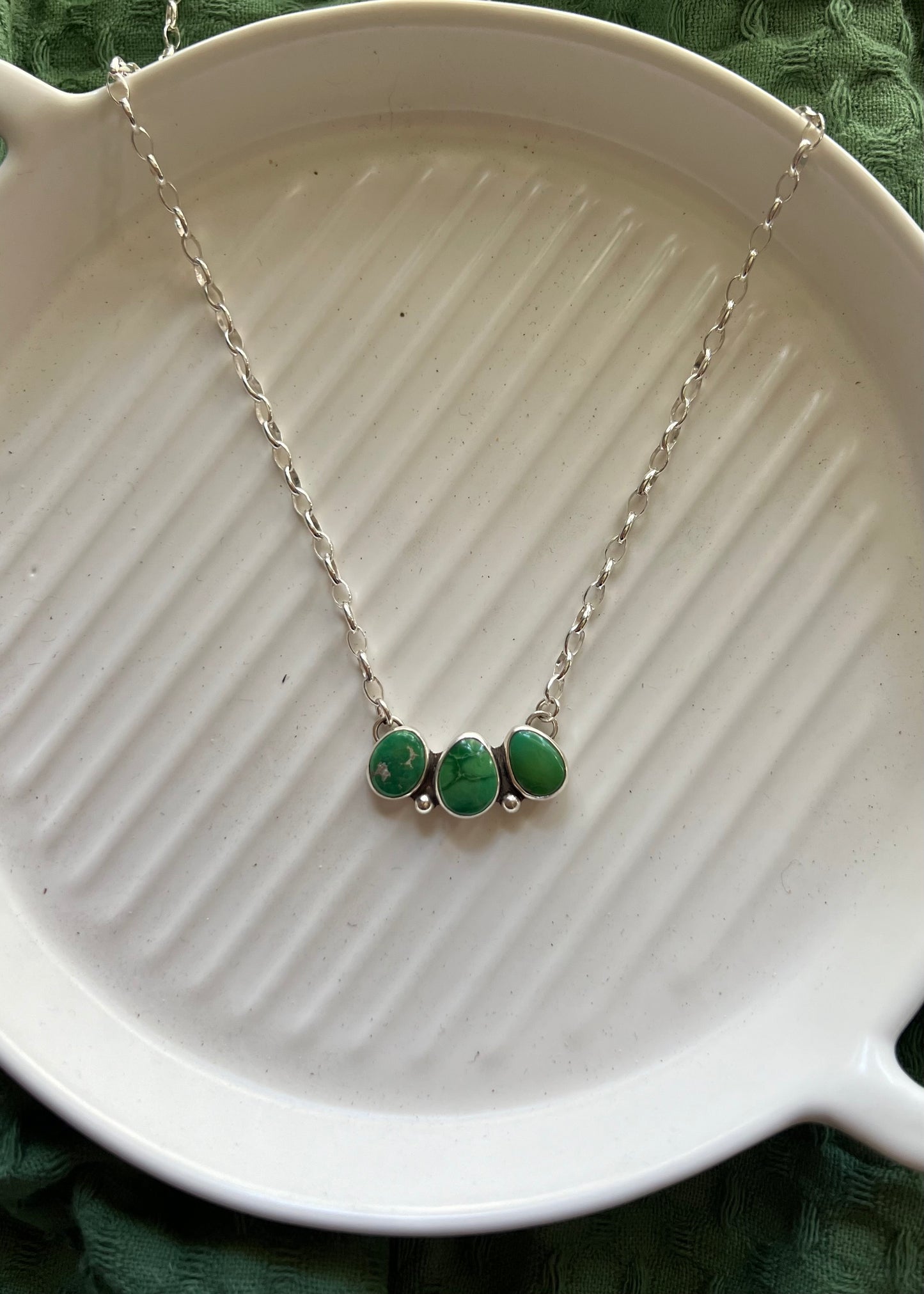 Three Stone Emerald Valley Necklace