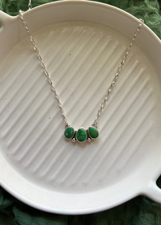 Three Stone Emerald Valley Necklace