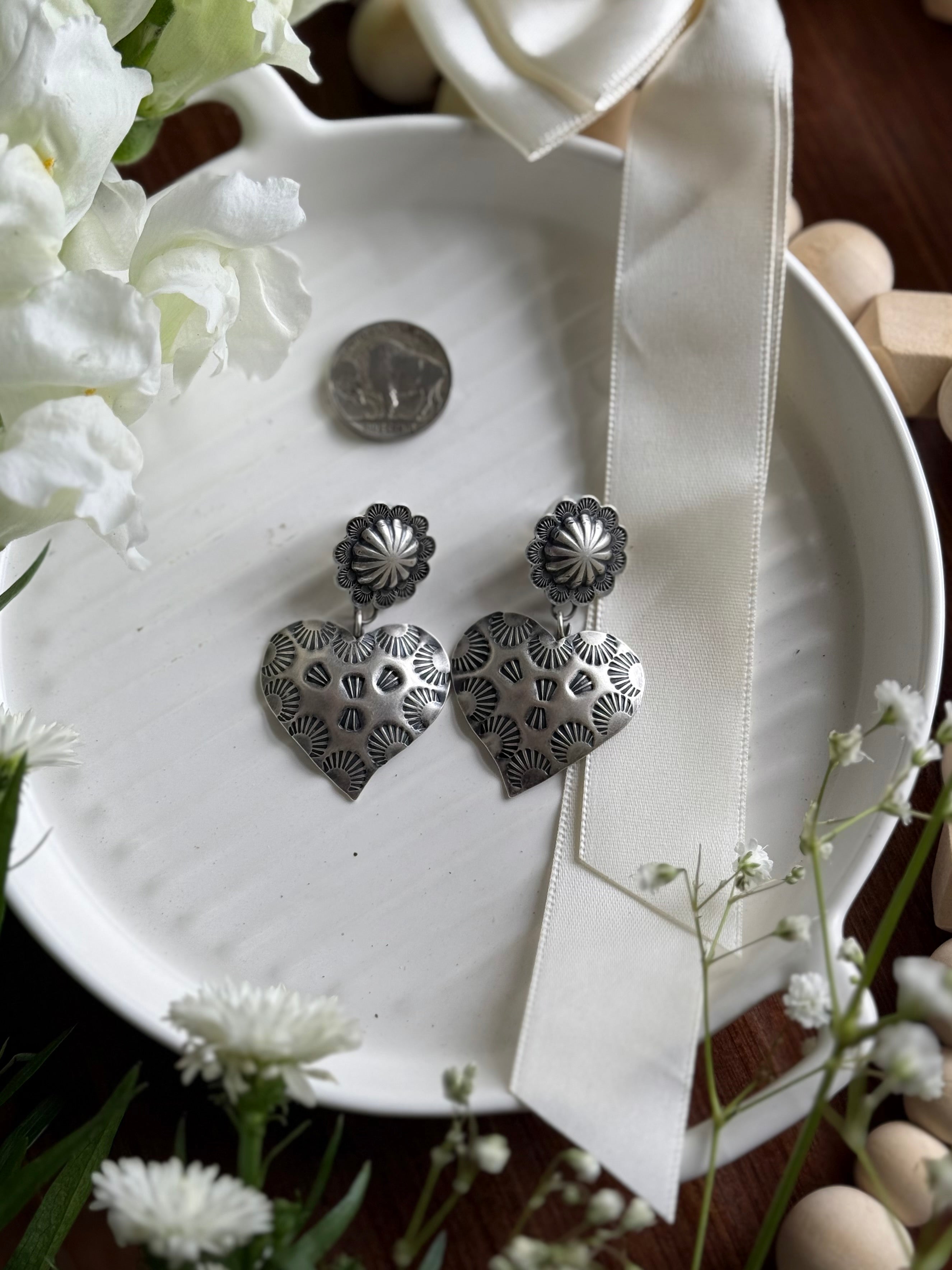 Sterling Silver Heart Earrings – Frontier Filly Co.