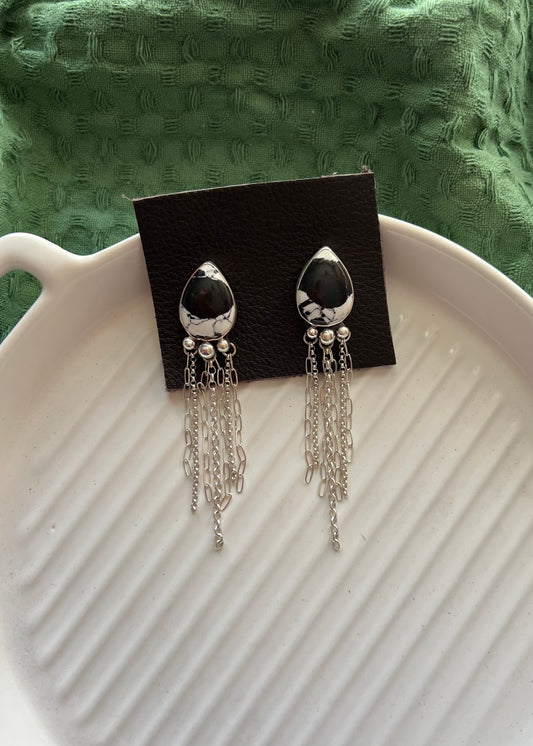 White Buffalo Chain Earrings